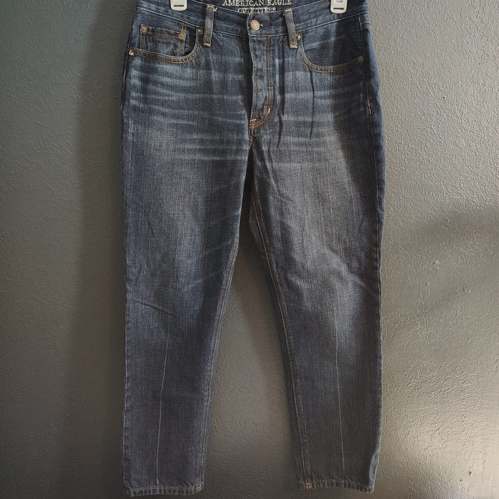 American Eagle Outfitters Women's High Rise Button Fly Dark Blue Jeans